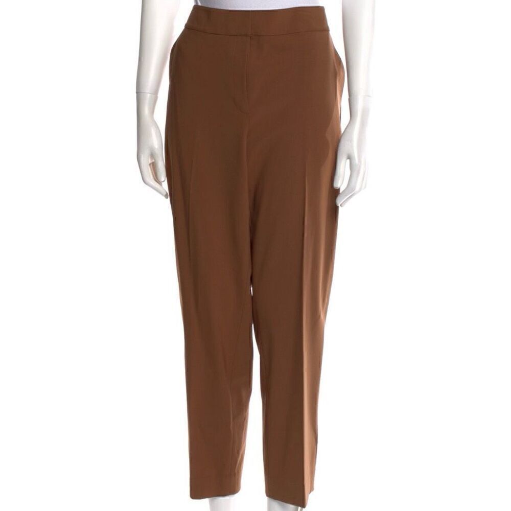 St. John Straight Leg Mid Rise Trouser Pants Press Pleats in Brown Women’s 10